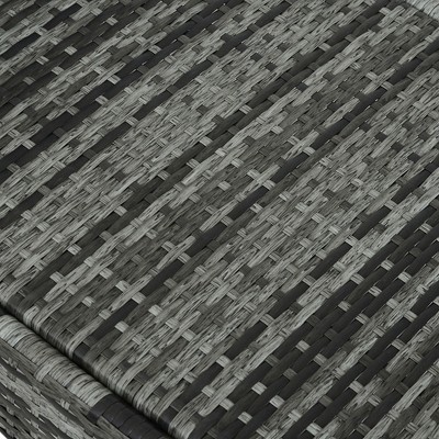 Blue Steel Wicker Chaise Lounge with Cushion and Wheels