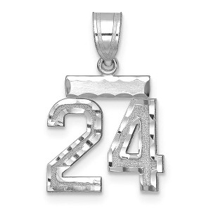 Black Bow Jewelry 14k White Gold, Varsity Collection, Small D/C Pendant, Number 24 - 1 of 4