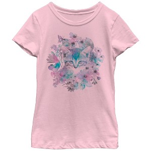 Girl's Lost Gods Floral Wreath Kitten T-Shirt - 1 of 3