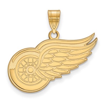 Black Bow Jewelry 10k Yellow Gold Detroit Red Wings NHL Large Pendant