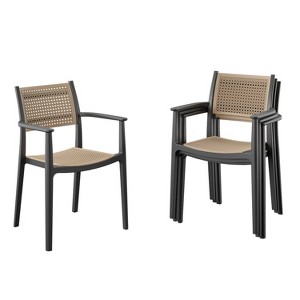 Amazonia Angra 4pc Cane Patio Dining Chair Set - 1 of 4