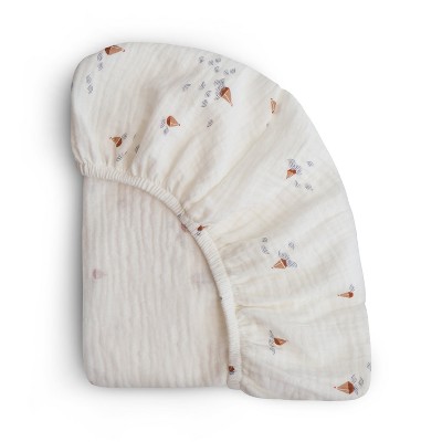 Extra Soft Beige Cotton Bassinet Crib Sheet with Falling Stars