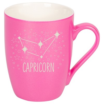 100 North Zodiac 10 Ounce Pink Metallic Finish, Comfortably Fits Your Hands, New Bone China Coffee Tea Cup Mug, Capricorn