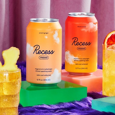 Recess Mood Peach Ginger Sparkling Water with Magnesium L-Threonate - 12 fl oz Can
