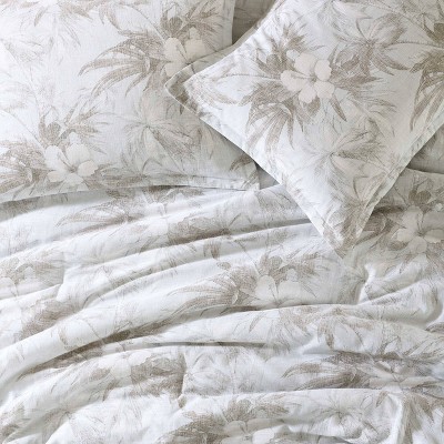 Beachway Blooms Full/Queen Cotton Reversible Grey Duvet Cover Set