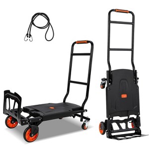Hand Truck, Heavy Duty Folding Hand Truck 330 Lbs - 4-Wheel Dolly Cart with Elastic Ropes for Moving/Luggage/Warehouse - 1 of 4