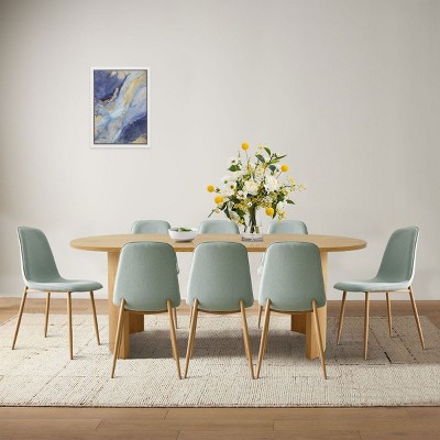 Oslo Modern Design Dining Chair Set Of 4 and 8, Linen Dining Chair with Oak Metal Legs, Indoor Furniture - Maison Boucle