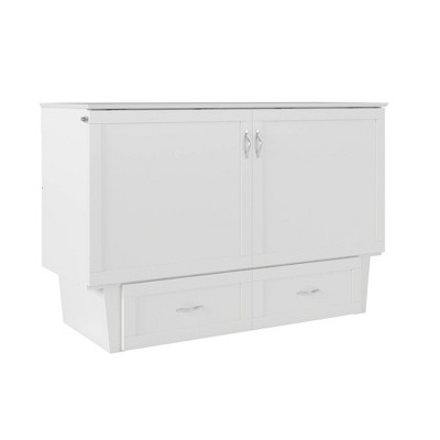 Queen-Sized Monroe Murphy Bed Chest with Single Drawer in White