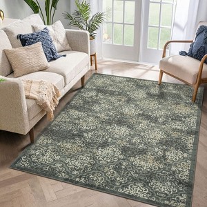 Vintage Area Rug Medallion Print Distressed Non Slip Non Shedding Floor Carpet, for Living Room, Bedroom - 1 of 4