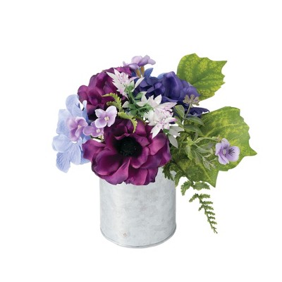 Sullivans Artificial Mixed Floral in Container 8"H Purple