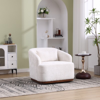 LOVMOR Modern 360 Degree Swivel Accent Chair, Upholstered Swivel Barrel Chair, Single Lounge Sofa Reading Armchair for Living Room, Bedroom, Office