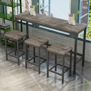 KWPZQEB Long Bar Table Set with 3 Stools, Modern Design Kitchen Dining Table, Industrial Tall Coffee Table and Stools for Party Room, Small Space, Pub - 1 of 4
