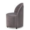 Bethel Velvet Fabric Upholstered Rolling Accent Chair Gray - Baxton Studio: Studded, Curved Backrest, Wood Frame - 3 of 4