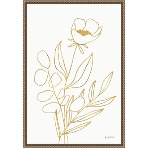 Amanti Art 16"x23" Rooted Florals IV Gold by Becky Thorns Framed Canvas Wall Art Print: Modern Botanical Lithograph, Polystyrene Frame - 1 of 4