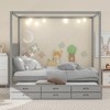 Whisen Queen Size Canopy Platform Bed with Twin Size Trundle and Three Storage Drawers - 3 of 4