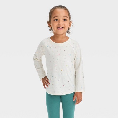 Cat & Jack Toddler Girls' Long Sleeve 'Shapes' Graphic T-Shirt (Gray, 12M)