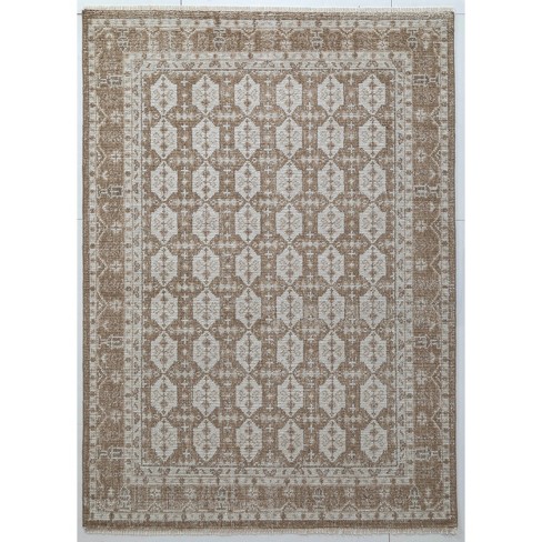 Wool Cream Rug 4X3 Persien Hand Knotted Sahrukh Oriental Room Size Carpet