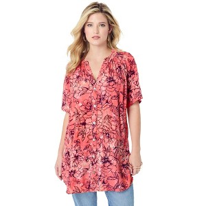 Roaman's Women's Plus Size Plus Size Angelina Tunic Top - 1 of 4