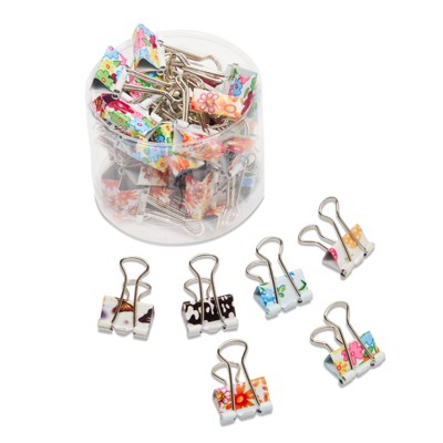 Juvale 40 Pack Floral Binder Clips for Paper, Notebooks, Planners, 1.5x0.75 in