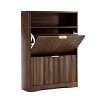 Homy Casa 2-Tier Modern Shoe Cabinet with Flip-Down Doors and Open Shelf - 4 of 4