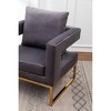 Velvet-Like Contemporary Accent Armchair with Cut-Out Armrests and Gold Metal Frame - 2 of 4