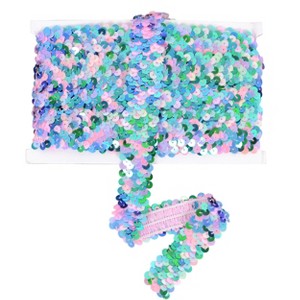 Alilang Elastic Sequin Trim, 1.2 Inch 3 Row Multicolored Flat Glitter Paillette Sequin Ribbon, Metallic Stretch Sequin Strip Sewing DIY Craft, 4 Yards - 1 of 4