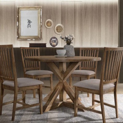 Transitional 48" Reclaimed Weathered Oak Round Dining Table