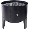 Kumasinova 17" Steel Charcoal Smoker,3-Tier Vertical BBQ Grill with Built-In Thermometer,453 Square Large Cooking Area,Fast Heating,Black - 2 of 4