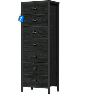 Furnulem 7-Drawer Tall Dresser, Industrial Fabric Storage Tower with Steel Frame for Bedroom, Closet, or Entryway, Black Oak - 1 of 4