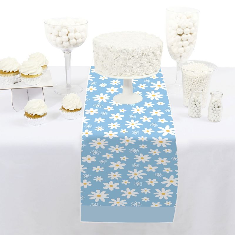Big Dot of Happiness Blue Daisy Flowers - Petite Floral Party Paper Table Runner - 12 x 60 inches, 3 of 6