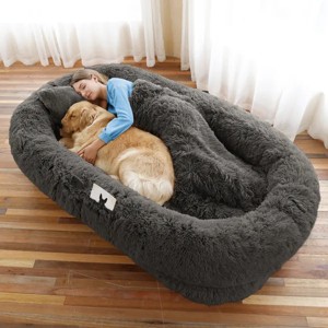 Human Dog Bed, Large Size Fits You and Pets, Washable Faux Fur Dog Bed for People Doze Off, Napping Orthopedic Dog Bed - 1 of 4