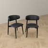 Vynxaria Black Vegan Leather Dining Chairs - Set of 2 for Timeless Style - 3 of 4