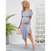BLUEMING Maternity Sundress Flounce Elastic Neckline Dress Thigh Slit Maxi A-Line Dress - 4 of 4
