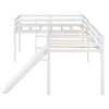 PAGED Twin Size Loft Bed L-Shaped Wooden Bed Frame with 2 Desks, Inclined Ladder and Guardrail for Bedroom - 3 of 4