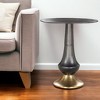 HomeRoots 21" Black And Gold Aluminum Round Pedestal End Table - 2 of 4