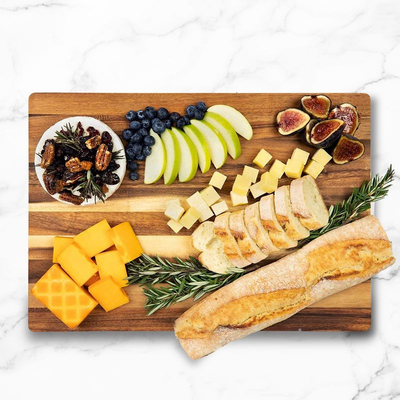 Thirteen Chefs Cutting Board - Large, Portable 12 x 9 Inch Acacia Wood Cutting Board for Plating, Charcuterie and Prep, 2 of 7