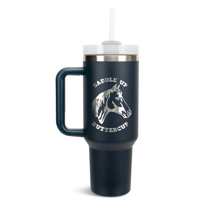 100 North Saddle Up Buttercup Horse Born Country Wrap-Around 40 Oz. Stainless Steel Water Bottle Coffee Mug, Spill & Leak Resistant, Travel Tumbler