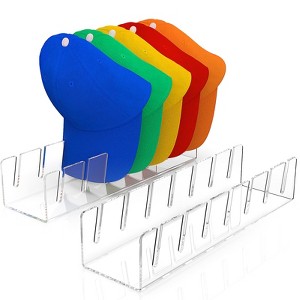 YIGII  Hat Stand for Baseball Caps, 2 Pack Hat Holder Organizer No Install Acrylic Hat Racks Display Storage for 14 Baseball Caps,Clear - 1 of 1