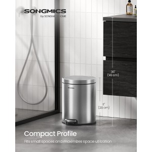 1.6 Gallon Bathroom Trash Can, Small Stainless Steel Garbage Bin with Soft-Close Lid & Pedal, Inner Bucket for Toilet Bedroom - 1 of 4