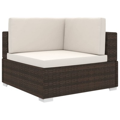 VidaXL Sectional Corner Chair with Cushions Poly Rattan Brown