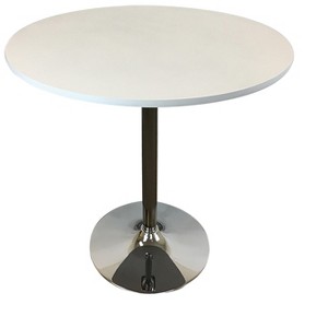 HomeRoots 36" Black and Silver Wood and Metal Pedestal Base Round Top Dining Table - 1 of 4