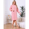 INSPIRE CHIC Women's Flannel Sleep One-Piece Dress Fuzzy Round Neck Soft Nightgowns with Pocket - 2 of 4