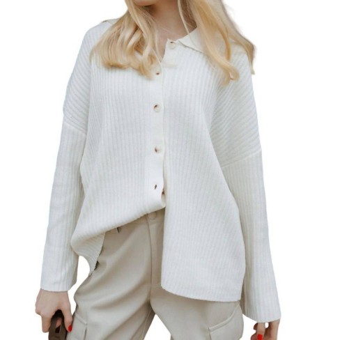 Women's Button Up Ribbed Sweater - lalavon - image 1 of 3