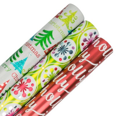 JAM Paper & Envelope 3ct Christmas Gift Wrap Rolls 'Jolly Winter Set'