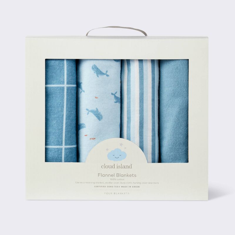 Flannel Baby Blanket - Whales - 4pk - Cloud Island&#8482;, 5 of 6