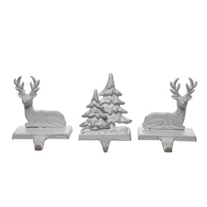 Transpac Iron Reindeer Forest Stocking Holder Set of 3 Christmas Home Decorations - 1 of 1