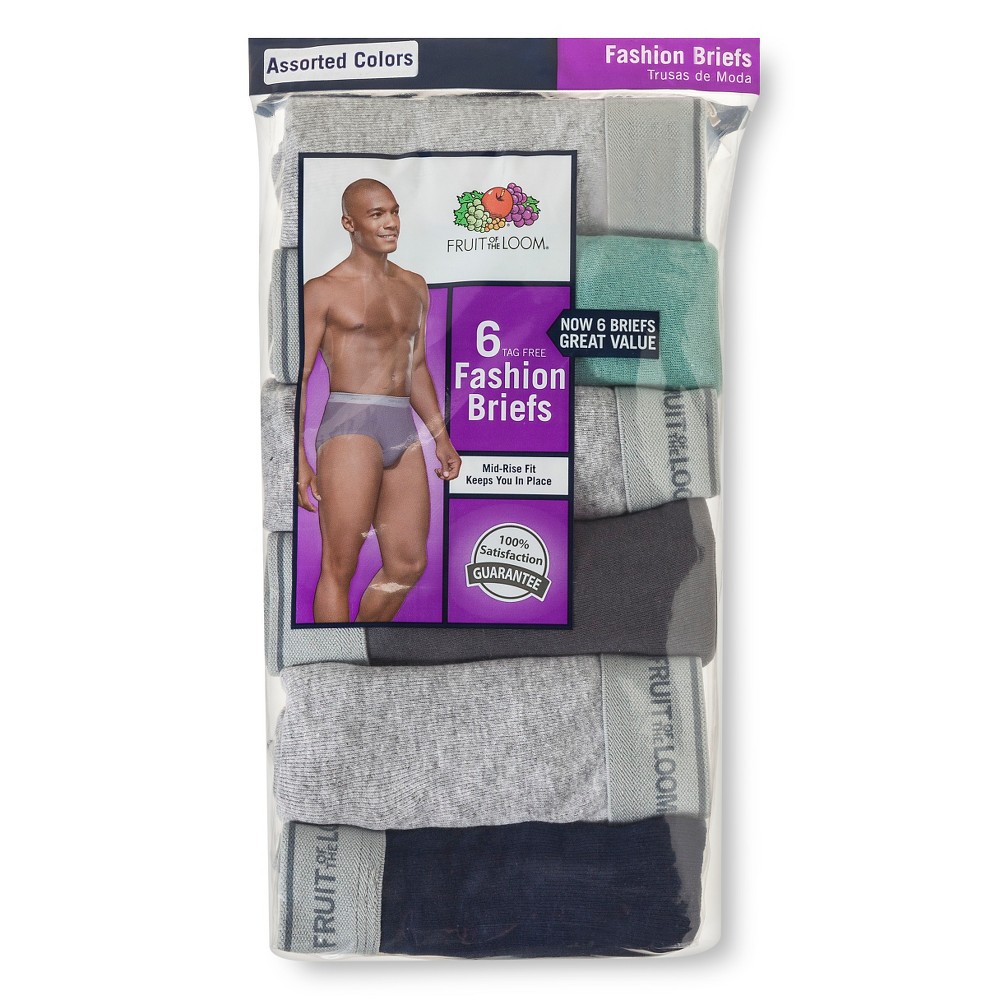 Fruit of the Loom - Men's 6pk Briefs Assorted Multi-Colored XL