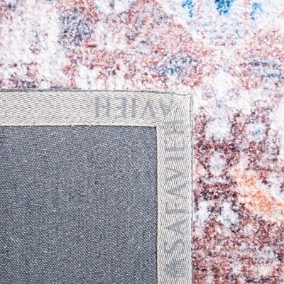 Vintage Blue and Rust Cotton Synthetic Flat Woven Rug