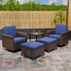 EAGLE PEAK Ocean Vista Wicker Outdoor Patio Seating Set Deep Cushions, Swivel Rocking Chairs Ottomans Table, 5 Pieces - 2 of 4
