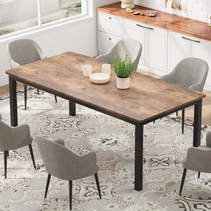 78.7" Industrial Dining Table for 8, Wooden Dinner Table with Mortise Tenon Design & Sturdy Metal Legs for Dining Room Home Office - 1 of 4